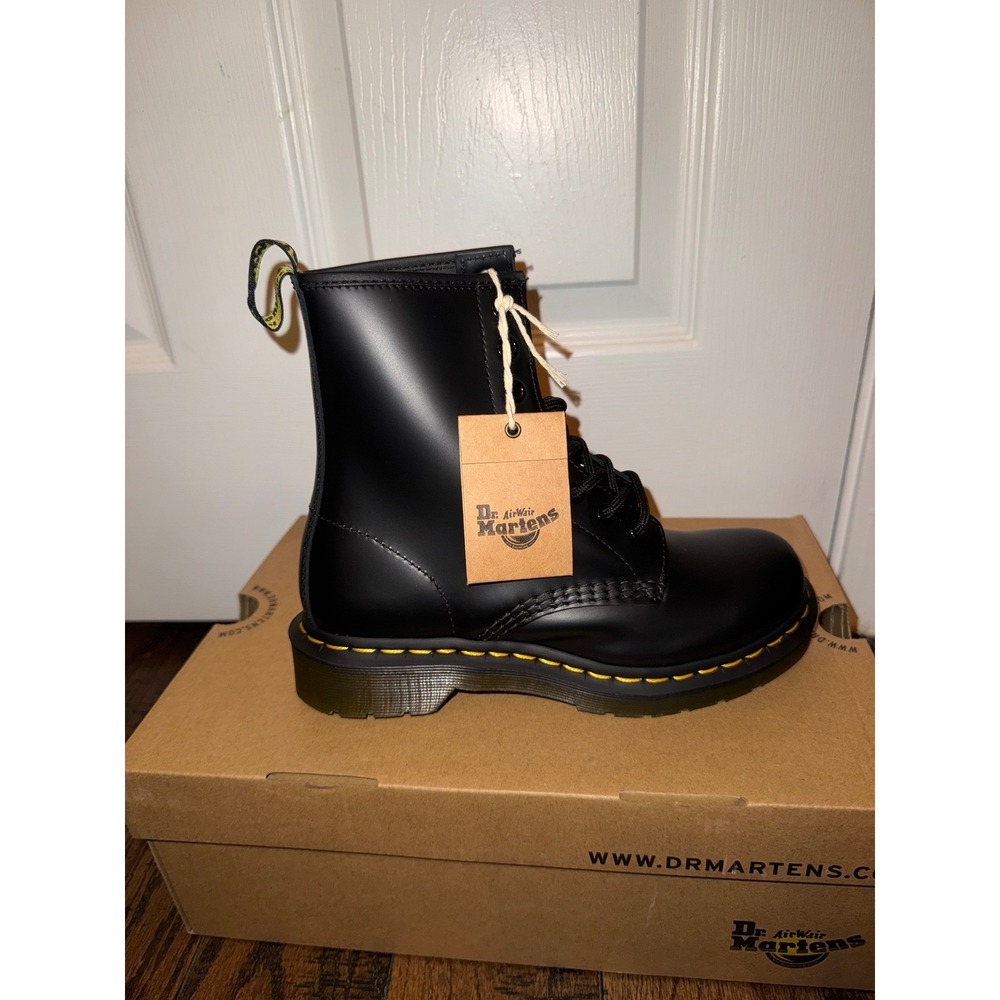 Dr Martens 1460 W Black Smooth Leather Lace Up Boot Women 5, Youth 4, EU36 NEW